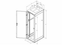 Triton dveře pro 19" rozvaděč jednodílný 15U/400mm odnímatelné boční kryty, zinek