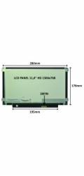 LCD PANEL 11,6" HD 1366x768 30PIN MATNÝ / ÚCHYTY PO STRANÁCH