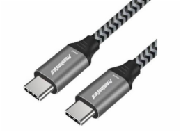 PREMIUMCORD Kabel USB-C M/M, 100W 20V/5A 480Mbps bavlněný oplet, 1m