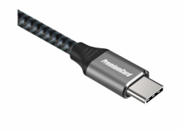 PremiumCord USB-C zahnutý kabel ( USB 3.2 GEN 2x2, 5A, 100W, 20Gbit/s ) 0,5m hliníkové krytky konektorů, bavlněný oplet