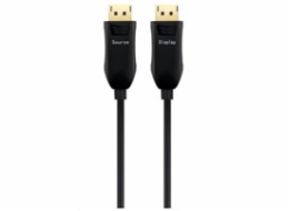 PremiumCord Optický DisplayPort 1.3/1.4 přípojný kabel M/M, zlacené konekt. 30m