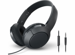 TCL sluchátka náhlavní, drátová, mikrofon, Strong BASS, ploché skládání, 10-22K, 102 dB, Repro: 32mm, 32 Ohm, černá