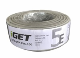 Instalační kabel iGET CAT5E UTP PVC Eca 100m/role, kabel drát, s třídou rena oheň Eca