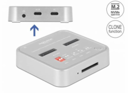 DeLOCK USB 3.0 dokovací a klonovací stanice M.2 NVMe/M.2 SATA/SD, dokovací stanice