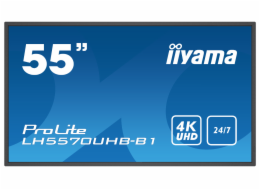 55" iiyama LH5570UHB-B1: VA, 4K UHD, 700cd/m2, 24/7, LAN, Android 9.0, černý