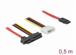 Delock - Kabel SATA/SAS - SAS 12Gbit/s - 4 pinové interní napájení, SAS 29 pinů (SFF-8482) do SATA (F) - 50 cm
