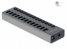 Delock Externí SuperSpeed USB Hub se 13 porty + vypínač 63738