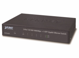 Planet GSD-603F Gigabit switch 5x 1000Base-T(RJ-45) + 1x SFP, kov, EuP
