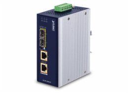 Planet IGUP-2205AT PoE++ konvertor 802.3bt, 2x 1000Base-T, 2x SFP 100/1000Base-X, dual power 12-56VDC, -40 až 75st.