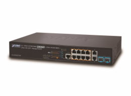 Planet GS-5220-8UP2T2X L3 switch, 10x1Gb, 2x1Gb SFP, 2x10Gb SFP+, 8x PoE 802.3bt 240W, QoS