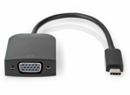 NEDIS kabelový adaptér USB 3.2 Gen 1/ USB-C zástrčka - VGA (D-SUB) zásuvka/ kulatý/ černý/ 20cm