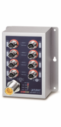 Planet Průmyslový PoE switch 8x 100Mb, PoE 802.3at 36W/180W, IP50, -40~+75°C, 12-56VDC, M12 konektory