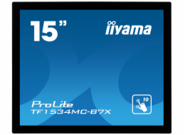 15" iiyama TF1534MC-B7X: TN, XGA, capacitive, 10P, 370cd/m2, VGA, DP, HDMI, IP65, černý
