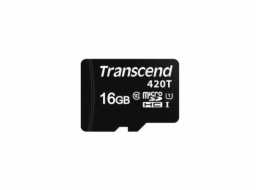 Transcend microSDHC UHS-I U1 16 GB TS16GUSD420T Transcend 16GB microSDHC420T UHS-I U1 (Class 10) 3K P/E paměťová karta, 95MB/s R, 70MB/s W, černá, tray balení
