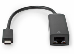NEDIS kabelový adaptér USB 3.2 Gen 1/ USB-C zástrčka - RJ45 zásuvka/ kulatý/ černý/ 20cm