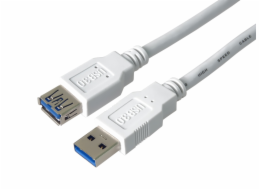 PremiumCord Prodlužovací kabel USB 3.0 Super-speed 5Gbps A-A, MF, 9pin, 1m, bílá