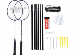 Wish Alumtec badminton racket set 4466 2 purple rackets + 3 shuttlecocks + net + lines