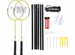 WISH Alumtec 4466 Badminton Rocket Set Yellow 2 PCS + Shuttlecock 3 PCS + Mesh + Wish Lines