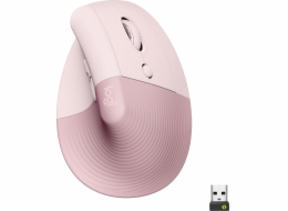 Logitech Lift Vertical Ergonomic Mouse - Dark Rose Vertikální myš, optická, 6 tlačítek, bezdrátová, Bluetooth