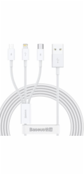Baseus CAMLTYS-02 Superior Fast Charging Datový Kabel 3v1 USB-C, Lightning, MicroUSB 1.5m White
