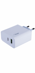 TRX Akyga AK-CH-14 USB nabíječka 220V/ 5-20V/ 45W/ USB-C + USB-A/ PD 3.0/ QC 3.0/ AFC/ FCP/ Apple 2.4A/ PPS/ bílá