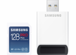 Samsung paměťová karta 128GB PRO Plus SDXC CL10, U3, V30 (č/z: až 160/120MB/s) + adaptér