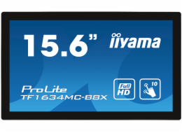 iiyama ProLite TF1634MC-B8X - LED monitor - 15.6" - open frame - dotykový displej - 1920 x 1080 Full HD (1080p) @ 60 Hz - IPS - 450 cd/m2 - 700:1 - 25 ms - HDMI, VGA, DisplayPort - černá, matná