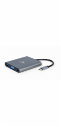 Gembird USB-C 6v1 multiport USB 3.1 + HDMI + VGA + PD + čtečka karet + stereo audio