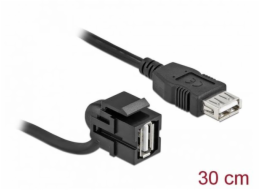 Delock&nbsp;Keystone&nbsp;modul&nbsp;USB&nbsp;2.0&nbsp;A&nbsp;samice&nbsp;110°&nbsp;>&nbsp;USB&nbsp;2.0&nbsp;A&nbsp;samice&nbsp;s&nbsp;kabelem&nbsp;černá