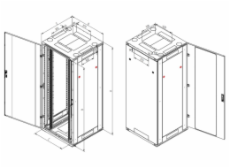 Triton 19" rozvaděč stojanový 42U/600x600, typ RT, nosnost 1200kg, skleněné dveře, RAL9005, černý