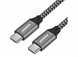 PremiumCord USB-C kabel ( USB 3.2 GEN 2x2, 5A, 100W, 20Gbit/s ) 1,5m, bavlněný oplet