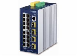Planet IGS-6325-16T4S průmyslový L3 switch, 16x1Gb, 4x2.5Gb SFP, 9-48VDC, -40~75°C, IP30, fanless
