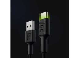 USB kabel Green Cell kabel Green Cell Ray USB kabel - USB-C 120cm se zeleným LED podsvícením a podporou