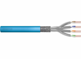 Instalační telekomunikační kabel, kat. 6A, S/FTP, Eca, drát, AWG 23/1, LSOH, 100 m, omotaný Modrý.