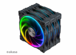 AKASA ventilátor SOHO AR, 12cm ARGB PWM fan 3pcs bundle + FLEXA FP5H AK-CBFA08-30BK + ARGB LED splitter AK-CBLD07-50BK