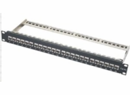 XtendLan Patch panel 19", 24 portů s vyjmutelnými keystone CAT6A, stíněný