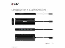 Club3D Dokovací stanice USB-C, 8-in-1 MST Dual (1x HDMI/1x DP) 4K60Hz, Display Travel Dock