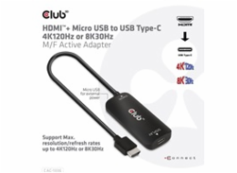 Club3D Adaptér HDMI + Micro USB na USB-C 4K120Hz/8K30Hz, Active Adapter M/F