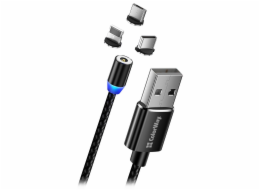 Colorway Nabíjecí Kabel 3v1 Lightning+MicroUSB+USB-C/ Magnetic/ 2.4A/ Nylon/ 1m