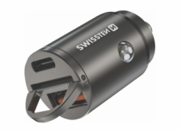 Swissten CL adaptér Power Delivery USB-C + Super Charge 3.0 30W nano stříbrný