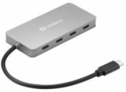 Sandberg USB-C HUB, porty 4x USB-C 3.0, stříbrný