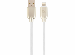 Gembird kábel nabíjací Lightning 8-pin (M) na USB 2.0 (M), prémiový, gumovo - opletený, 1 m, biely