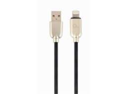 Gembird kábel nabíjací Lightning 8-pin (M) na USB 2.0 (M), prémiový, gumovo - opletený, 2 m, čierny