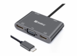 Sandberg 136-35 USB-C Dock 2xHDMI+1xVGA+USB+PD