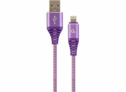 Gembird nabíjecí kabel Lightning 8-pin (M) na USB 2.0 (M), prémiový, opletený, 2 m, fialový