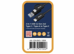 AKASA kabel 2-In-1 USB 3.2 Gen 2x2 Type-C / Type-A na Type-C, 20G, 1m