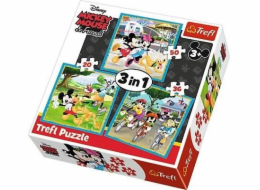 Puzzle 3v1 Mickey Mouse - S přáteli