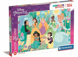 Puzzle se třpytkami 104 prvků, Disney princezny