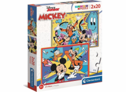 Puzzle 2 x 20 dílků Super Color Mickey