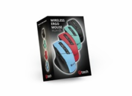 C-TECH myš Ergo WLM-05, bezdrátová, 1600DPI, 6 tlačítek, USB nano receiver, červená